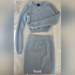 Windsor Soft Blue Fuzzy Crop Top